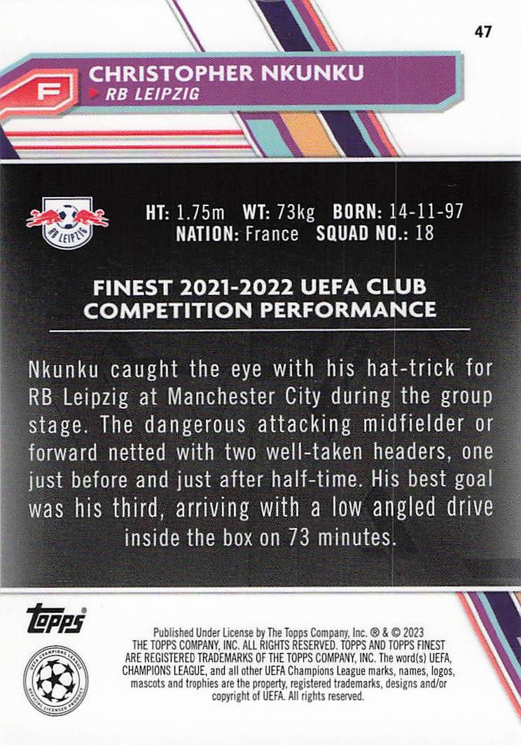 Christopher Nkunku RB Leipzig #/99 2022-23 Finest UEFA Club Competitions