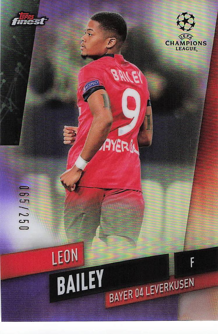 Leon Bailey Bayer 04 Leverkusen #/250 2019-20 Topps Finest UEFA Champions League