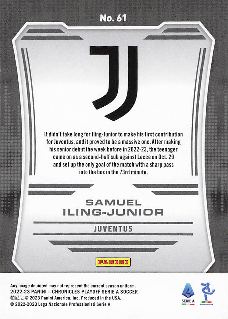Samuel Iling-Junior Juventus #/99 22-23 Panini Chronicles - Playoff Serie A Blue