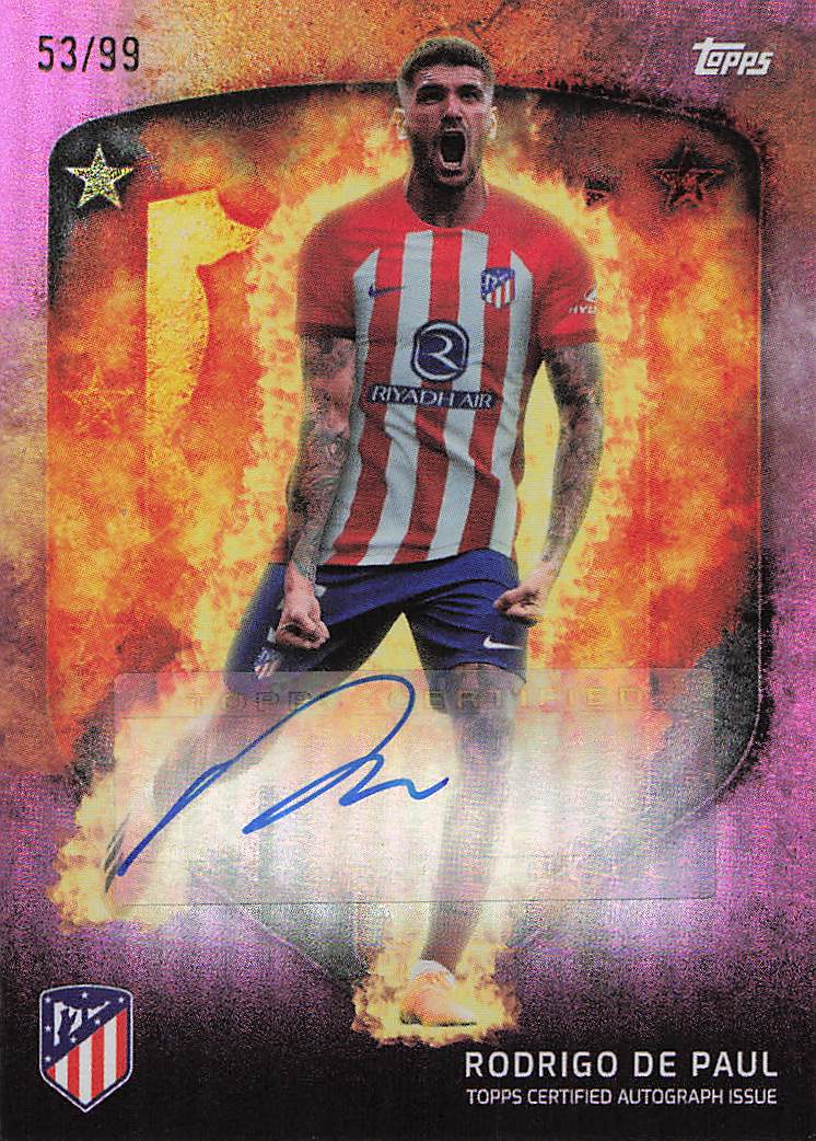 Rodrigo de Paul Atletico Madrid #/99 2023-24 Topps Atletico Madrid Team Set Auto