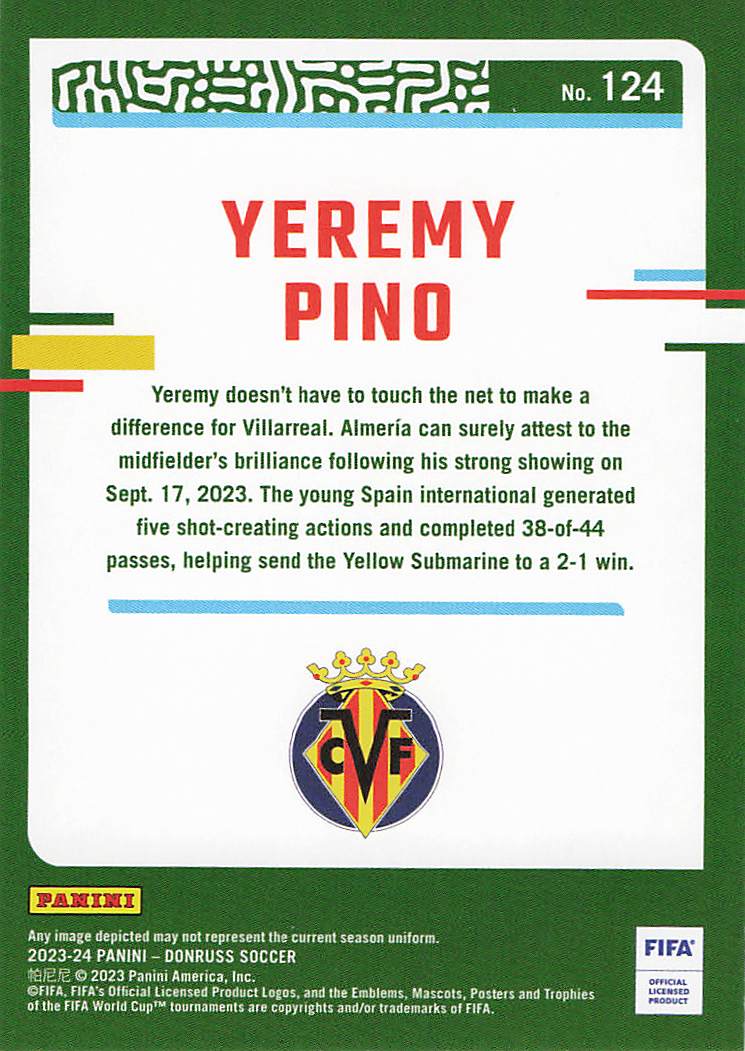 Yeremy Pino Villarreal #/49 2023-24 Donruss