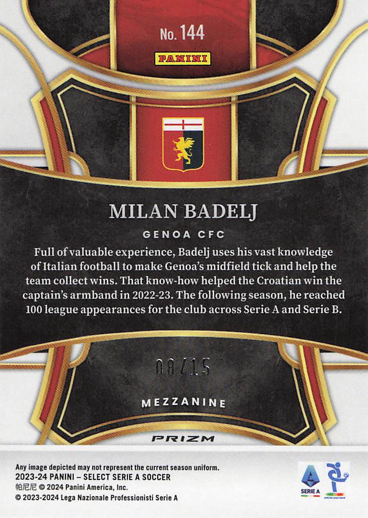 Milan Badelj Genoa #/15 2023-24 Panini Select Serie A