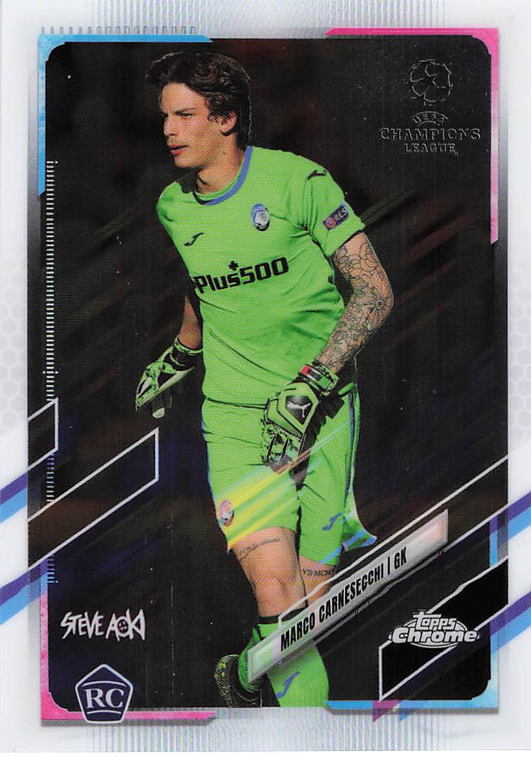 Marco Carnesecchi Atalanta #/199 2020-21 Topps Chrome X Steve Aoki UCL Rookie