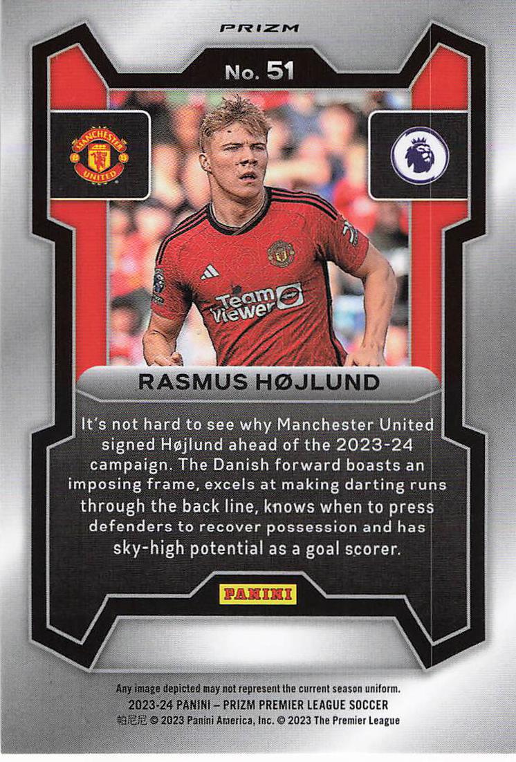 Rasmus Hojlund Manchester United 2023-24 Panini Prizm Premier League