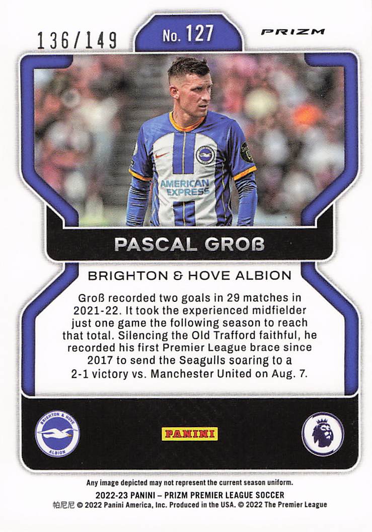 Pascal Gross Brighton & Hove Albion #/149 2022-23 Panini Prizm Premier League