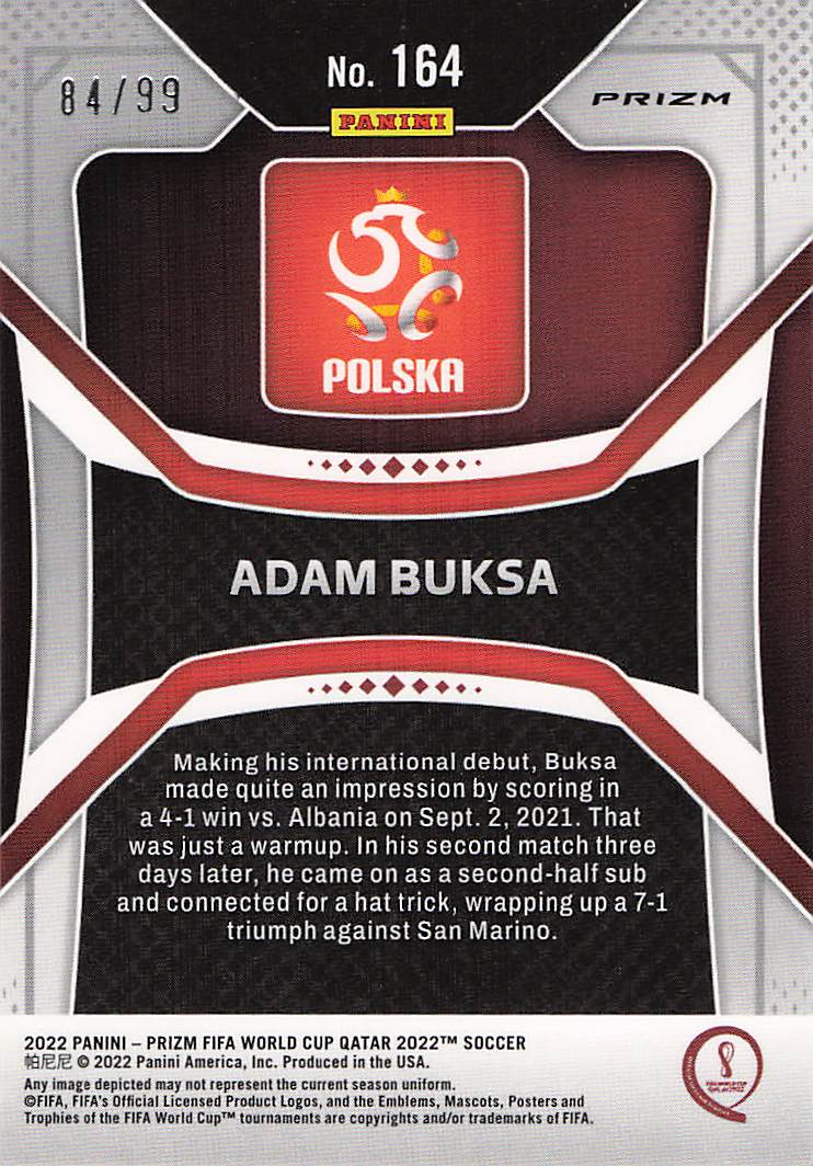 Adam Buksa Poland #/99 2022 Panini Prizm FIFA World Cup Qatar