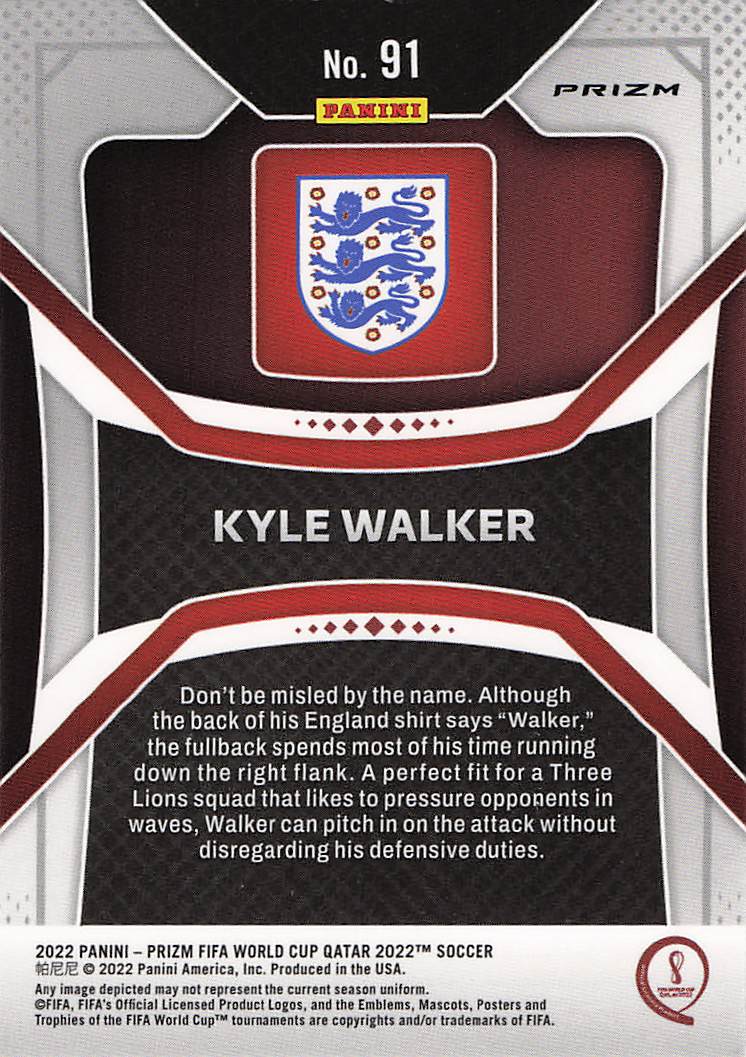 Kyle Walker England 2022 Panini Prizm FIFA World Cup Qatar
