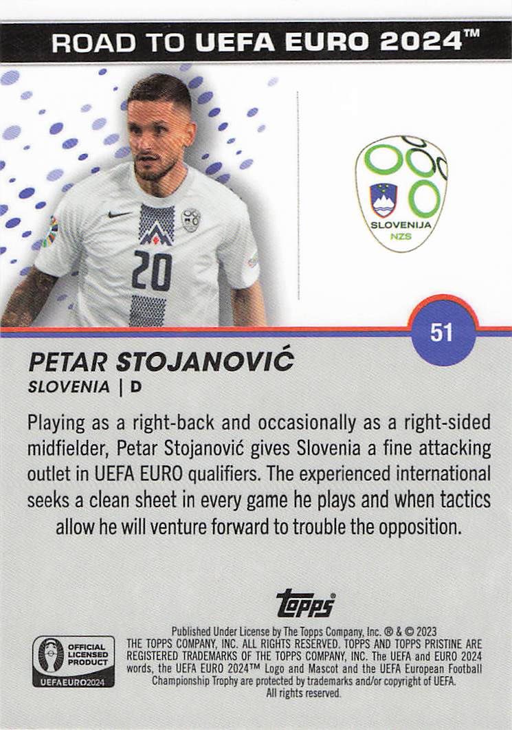 Petar Stojanović Slovenia #/99 2023 Topps Pristine Road To Euro 2024