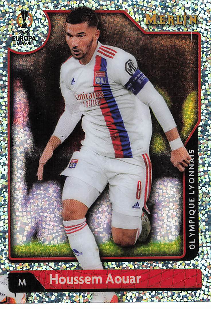 Houssem Aouar Olympique Lyonnais #/199 2021-22 Merlin Chrome UCL