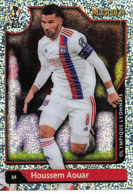 Houssem Aouar Olympique Lyonnais #/199 2021-22 Merlin Chrome UCL