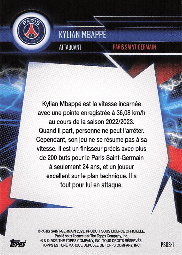Kylian Mbappé Paris Saint-Germain 2023-24 Topps Paris Saint-Germain Fan Set