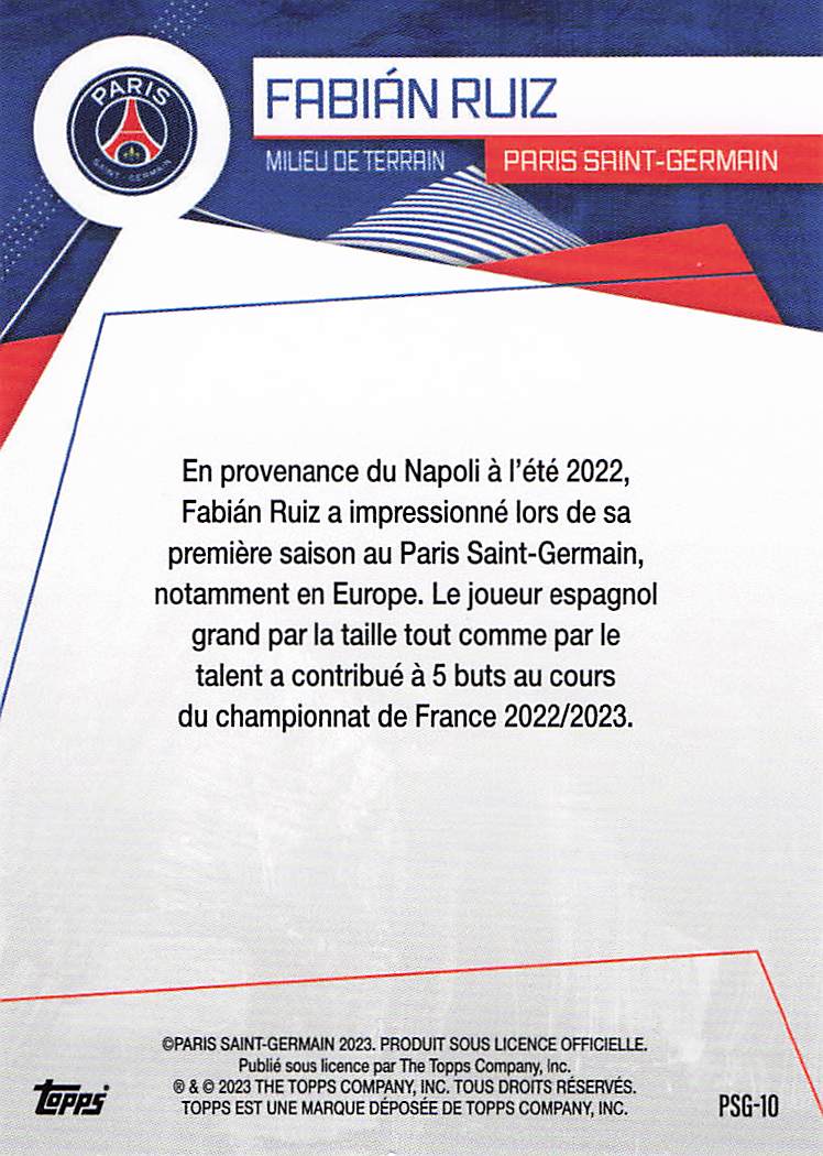 Fabián Ruiz Paris Saint-Germain 2023-24 Topps Paris Saint-Germain Fan Set