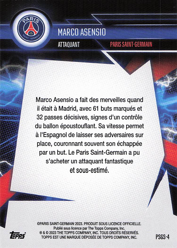 Marco Asensio Paris Saint-Germain 2023-24 Topps Paris Saint-Germain Fan Set