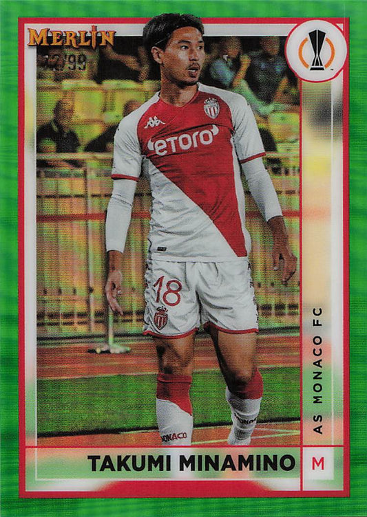 Takumi Minamino AS Monaco #/99 2022-23 Merlin Chrome UEFA Club Competitions