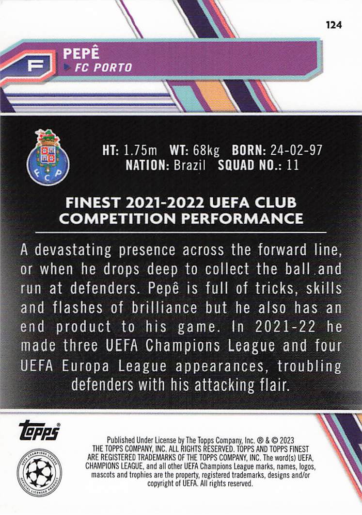 Pepê Porto #/275 2022-23 Finest UEFA Club Competitions