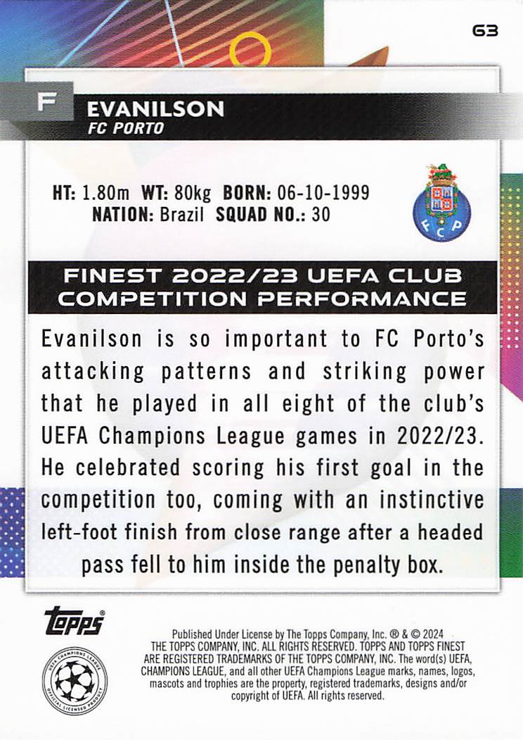 Evanilson Porto #/199 2023-24 Finest UEFA Club Competitions