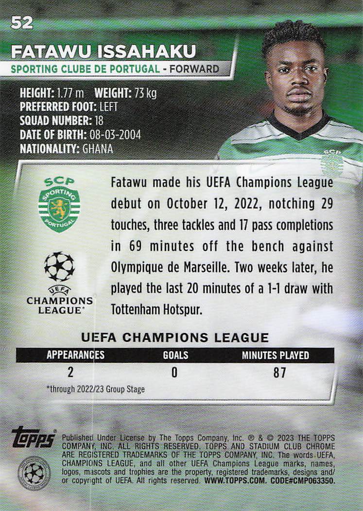 Fatawu Issahaku Sporting Portugal 2022-23 Stadium Club Chrome UCC Rookie