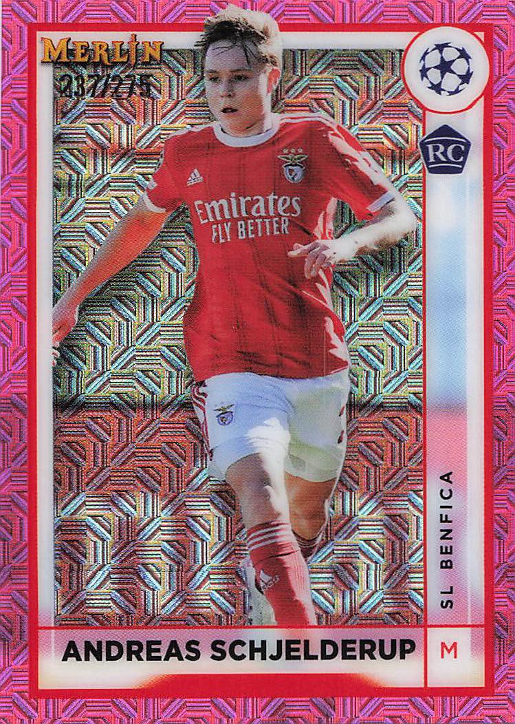 Andreas Schjelderup Benfica #/275 2022-23 Merlin Chrome UCC Rookie