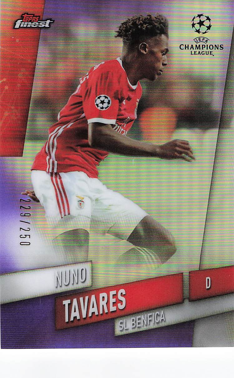Nuno Tavares Benfica #/250 2019-20 Topps Finest UEFA Champions League