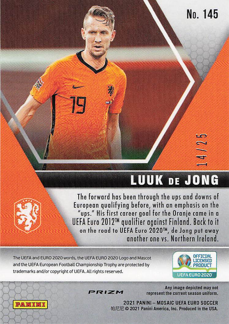 Luuk de Jong Netherlands #/25 2021 Panini Mosaic UEFA EURO