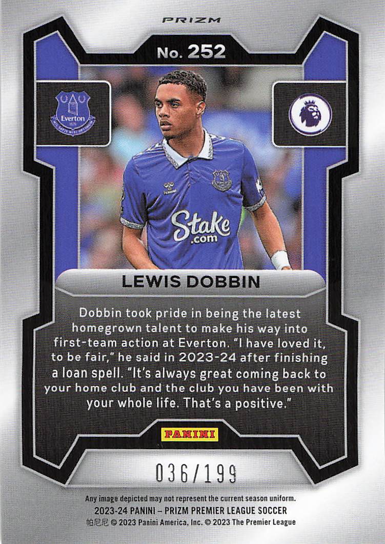 Lewis Dobbin Everton #/199 2023-24 Panini Prizm Premier League
