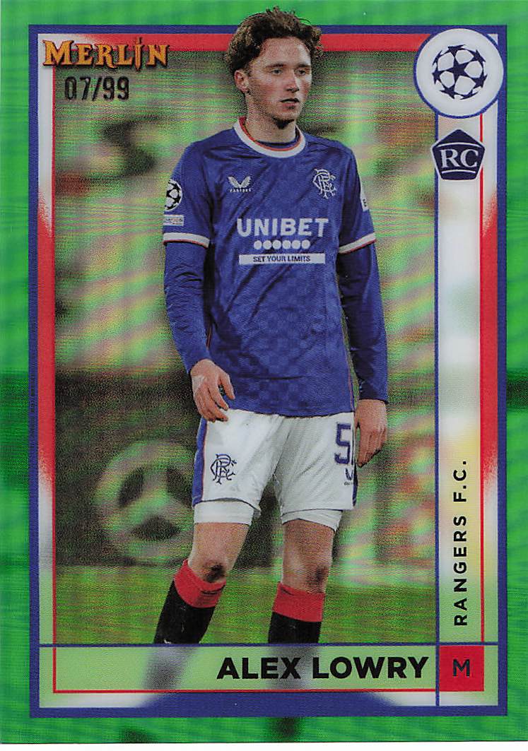 Alex Lowry Rangers #/99 2022-23 Merlin Chrome UCC Rookie