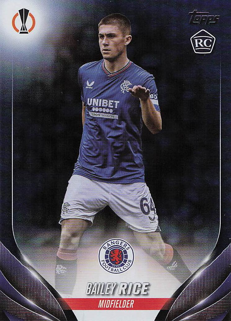 Bailey Rice Glasgow Rangers #/250 2023-24 Topps UEFA Club Competitions Rookie