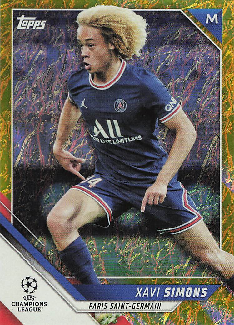 Xavi Simons Paris Saint-Germain #/50 2021-22 Topps UCL Jade Edition