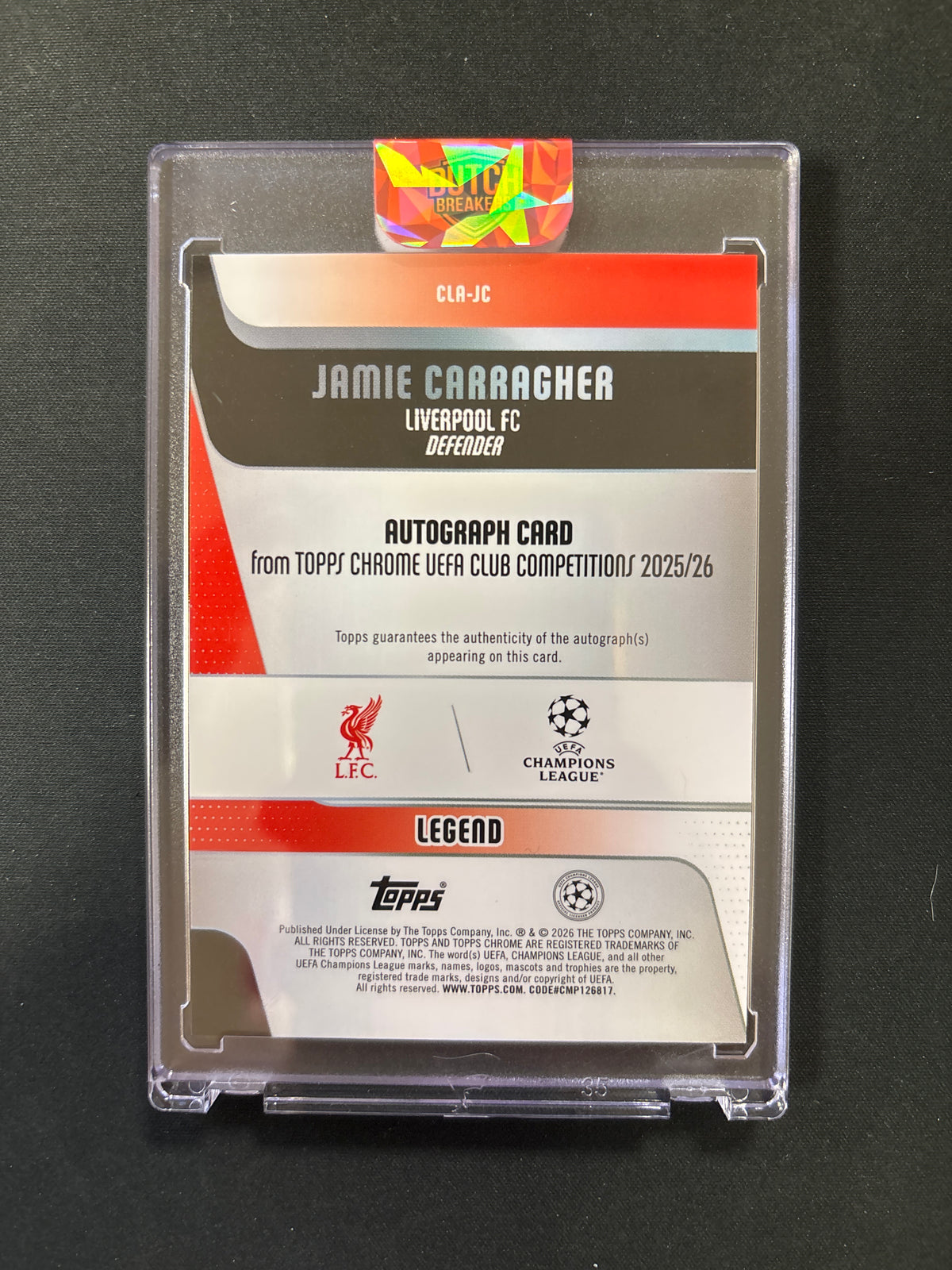 Jamie Carragher - 2025-26 Topps Chrome logofractor autograph /25