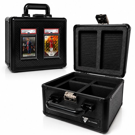 JM Loader Slab Case for Graded Cards – Geschikt voor PSA, BGS, CGC & Meer – Tot 200 Toploaders & 44 PSA Slabs – 2 Vakken – Hardcase – Pokémon, TCG & Sportkaarten – Transparante acrylic bovenkant